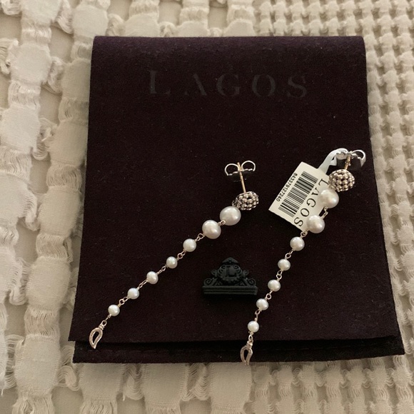 Lagos Lina Pearl and Sterling Silver Dangle Earrings - Picture 3 of 5